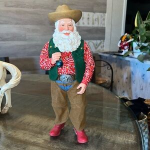 Department 56 Festive Cowboy Santa Figurine - Red, Green, Brown